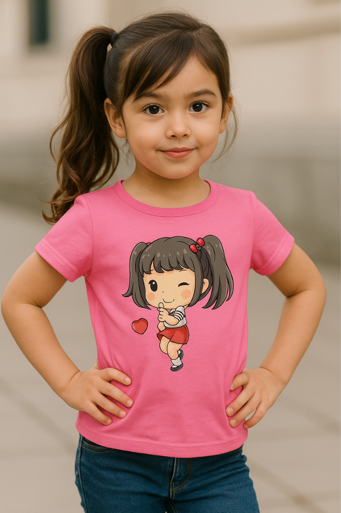 Zingle Berry Girl Classic Crew T-Shirt Pink