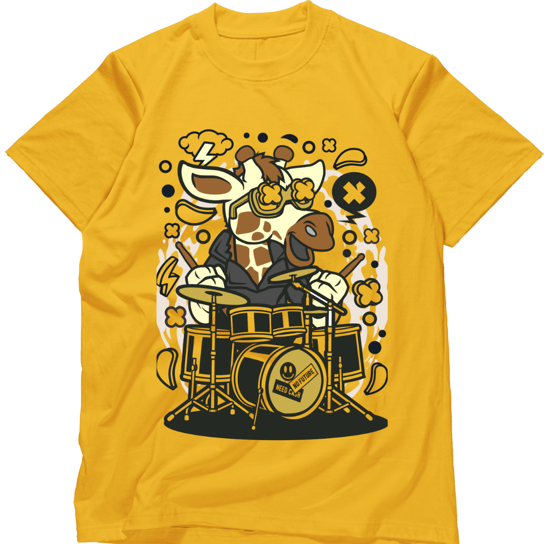 Zingle Berry Classic Crew Printed Mustard Yellow T-Shirt For Boys