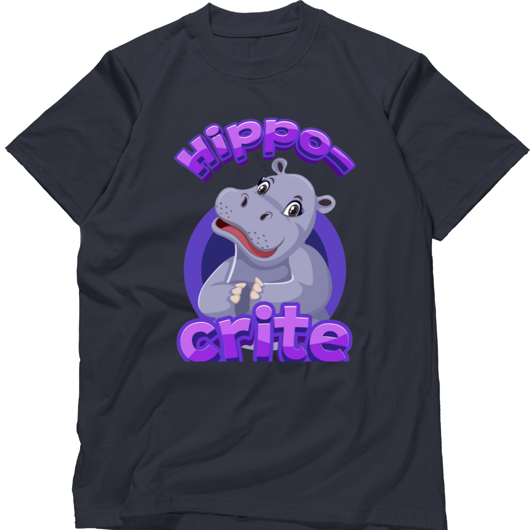 Zingle Berry Hippo Black T-Shirt for Girls