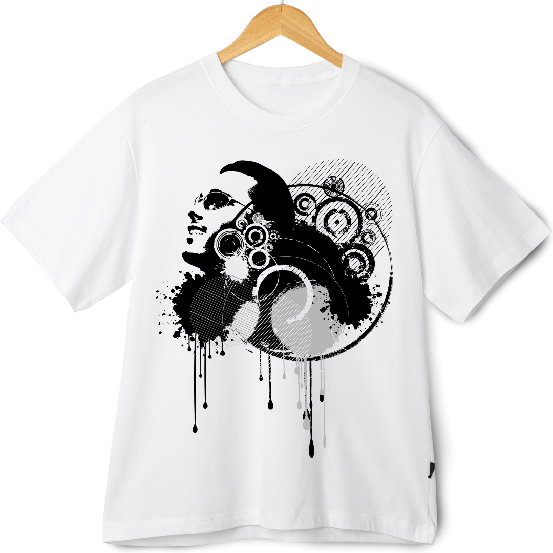 Zingleberry DJ Abstract Face Art T-Shirt – Oversized Comfort Meets Bold Street Style