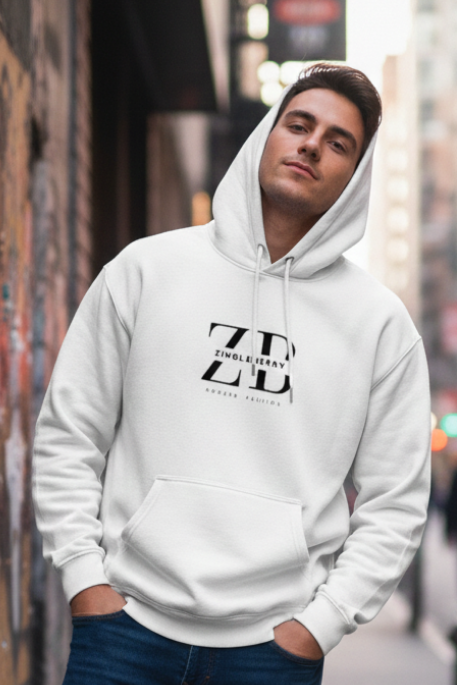 Zingleberry ZB Premium Unisex Hoodie | 400 GSM Cotton | Oversized Fit | White Hooded Sweatshirt