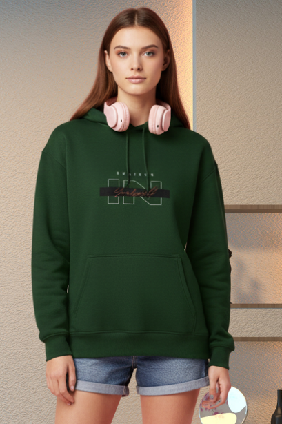 Zingleberry Believe in Yourself Printed Unisex Hoodie | 400 GSM Cotton | Oversized Fit | Green