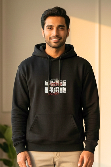 Zingleberry Savage Printed Unisex Hoodie | 400 GSM Cotton | Oversized Fit | Black