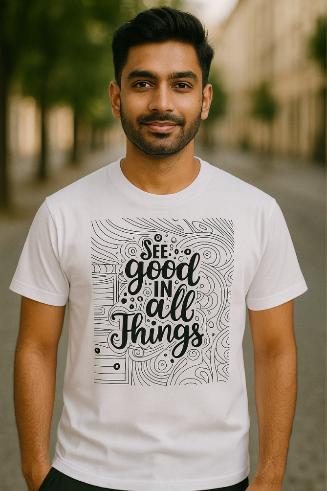 Positive Vibes See Good in All Things Graphic White T-Shirt