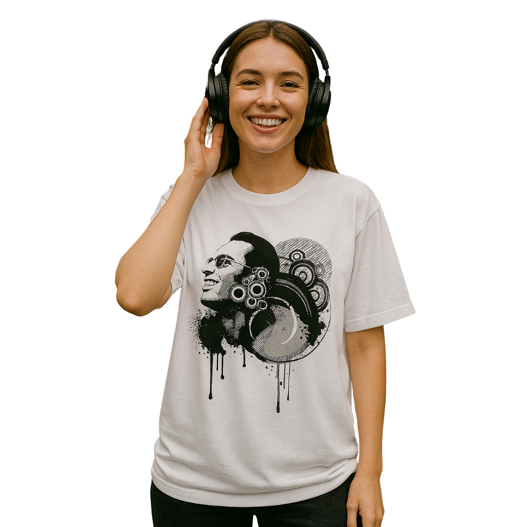 Zingleberry DJ Abstract Face Art T-Shirt – Oversized Comfort Meets Bold Street Style