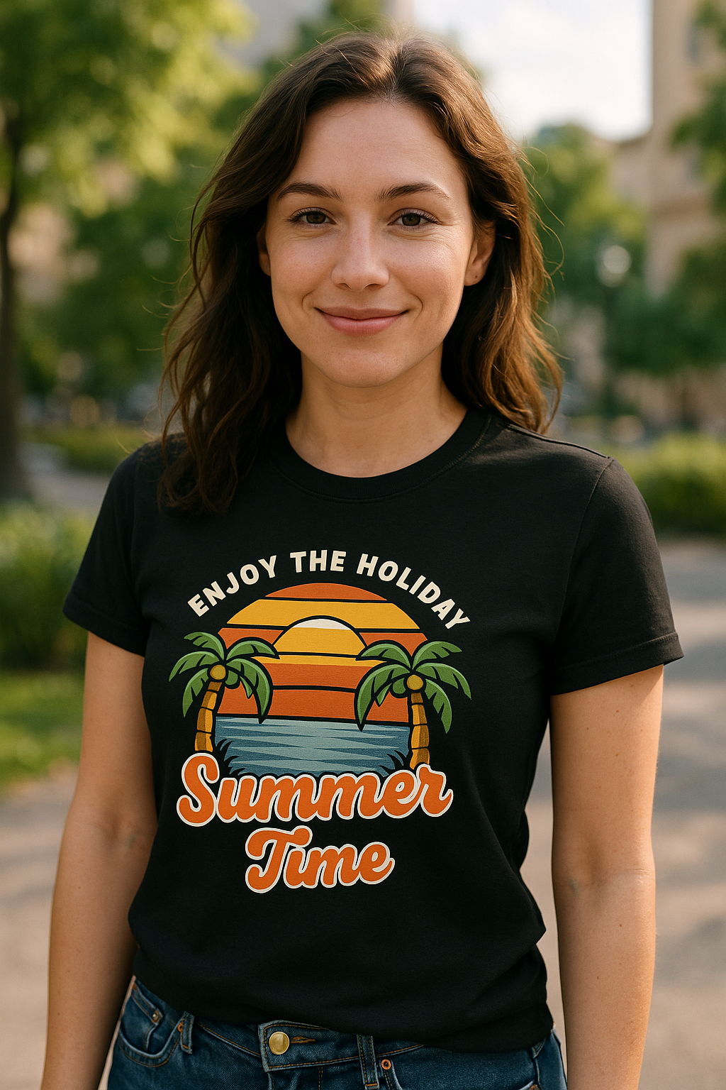 Zingle Berry Exclusive Summer Holiday Black T-Shirt For Women