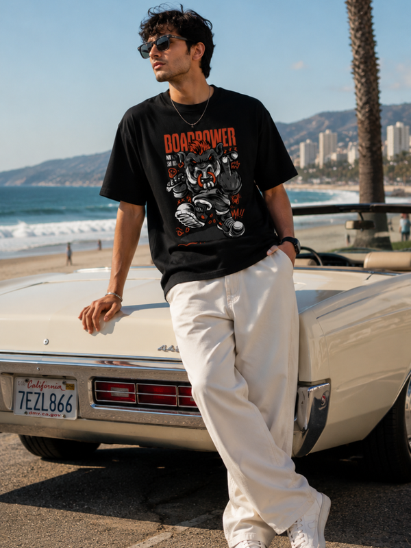 Zingleberry Boarpower Wild Boar Graphic Printed Classic Crew T-Shirt for Men & Women | Premium Pure Cotton Summer Collection