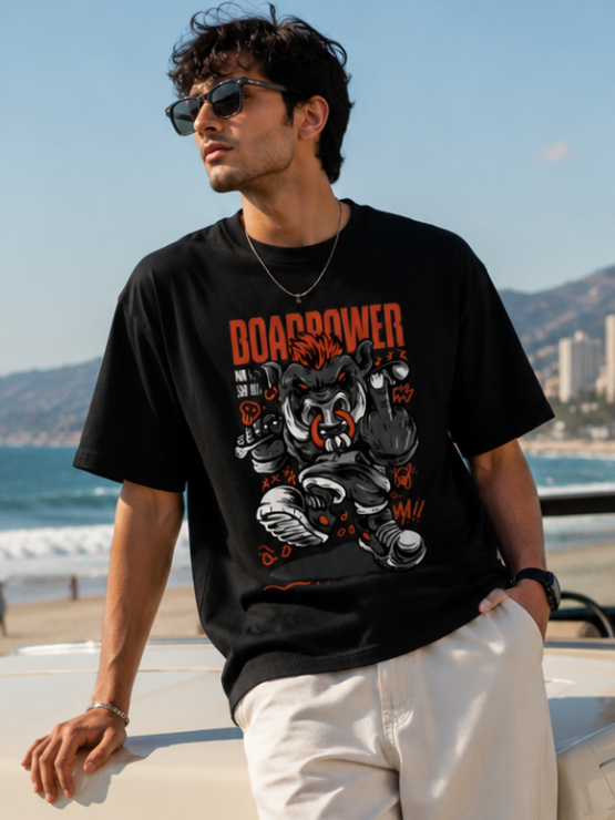 Zingleberry Boarpower Wild Boar Graphic Printed Classic Crew T-Shirt for Men & Women