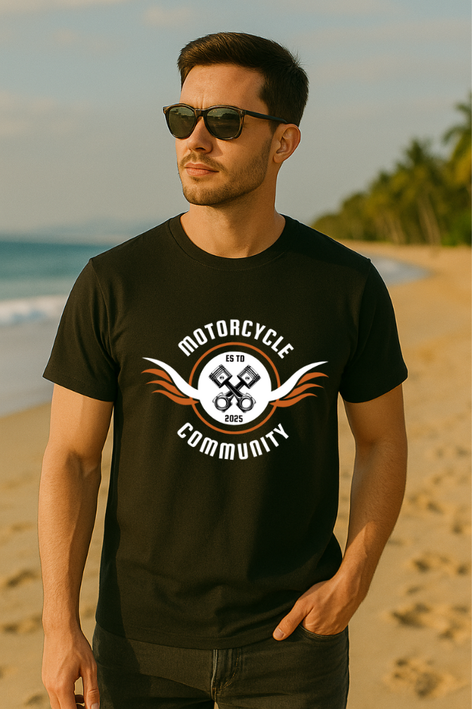 Motorcycle Community Bikers Premium Cotton Black T-Shirt For Men