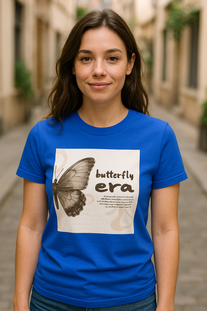 Zingleberry Exclusive Butterfly Printed Cotton T-shirt For Women