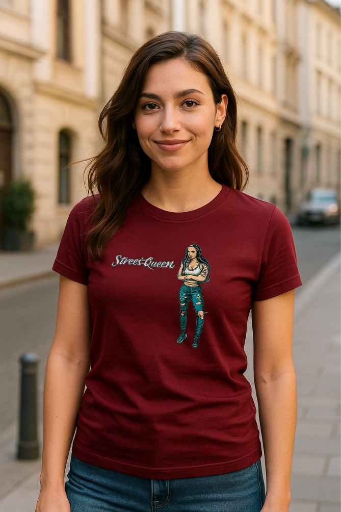 Zingleberry Streetwear Edition Cotton Maroon Tee For Women