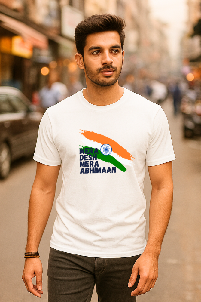 Zingleberry Unisex Classic Crew Neck T-Shirt – "Mera Desh Mera Abhimaan" Patriotic Theme | Premium Cotton