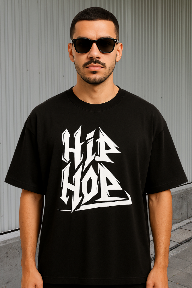 Zingleberry Hip Hop Oversized Black Tee – Graphic Print for Men & Women