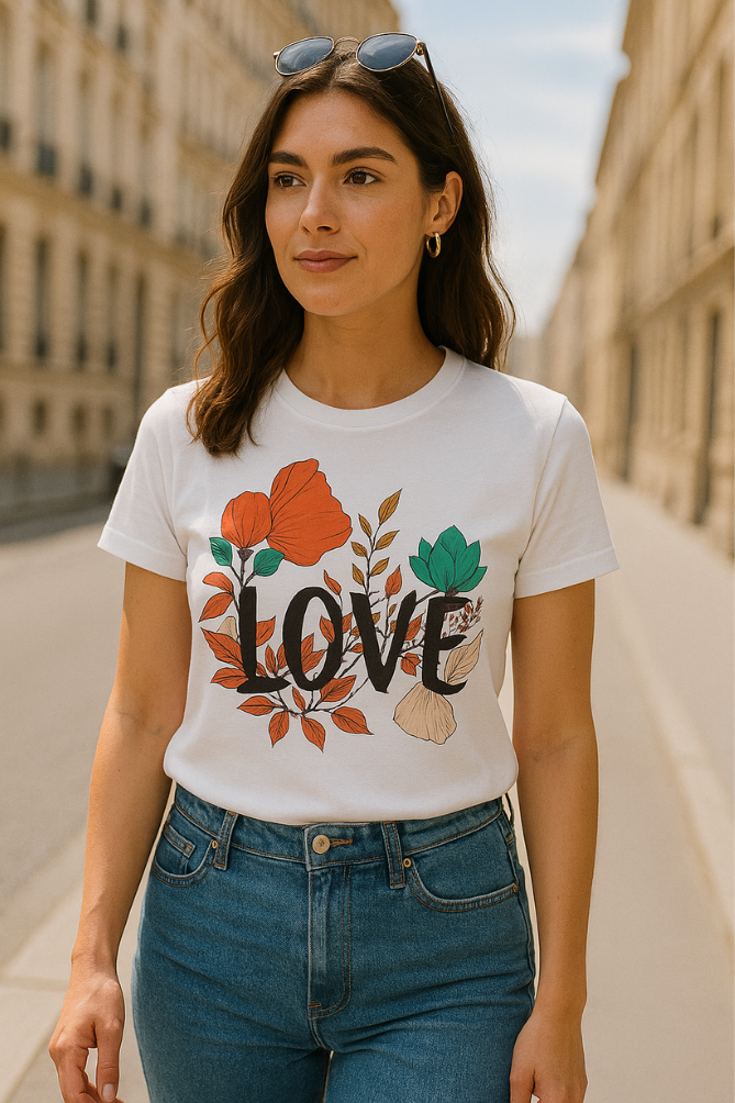 Zingleberry Exclusive Love Printed white T-shirt for women
