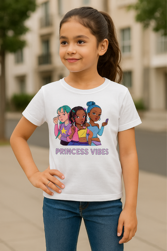 Zingle Berry Princess Vibes White T-Shirt for Girls