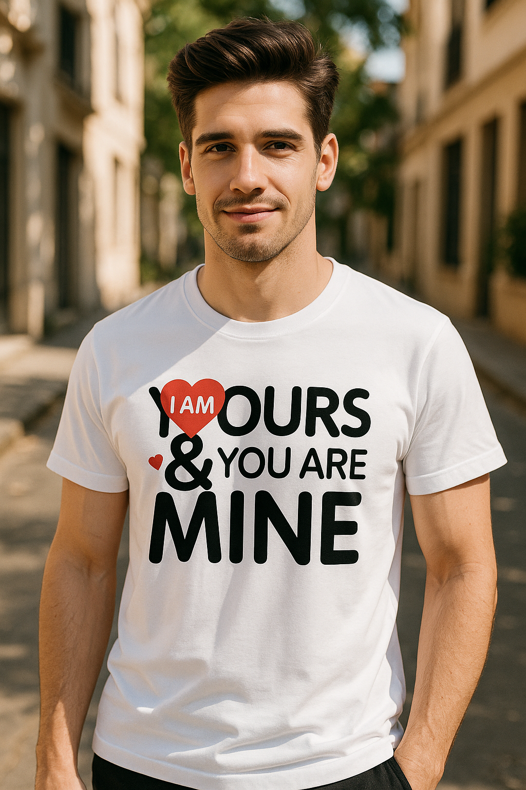 Couples Love Quote T-Shirt – “I Am Yours & You Are Mine” White