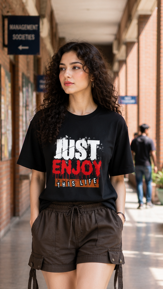 Zingleberry Just Enjoy This Life Graphic Premium Unisex Cotton T-Shirt for Men & Women
