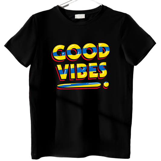 Good Vibes Graphic Black T-Shirts – Bold Colorful Print