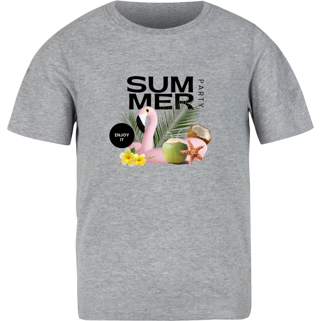 Zingle Berry Exclusive Summer Printed Grey Melange T-Shirt For Women