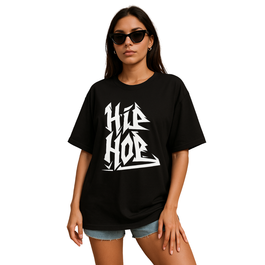 Zingleberry Hip Hop Oversized Black Tee – Graphic Print for Men & Women