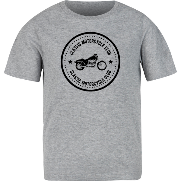 Classic Motorcycle Club Grey Melange Biker Cotton T-shirt For Men