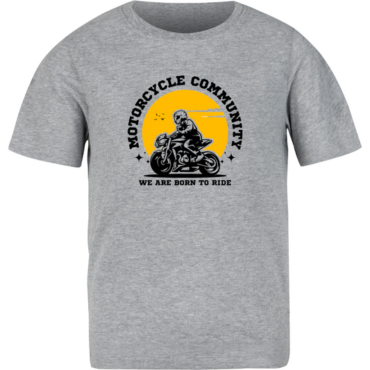 Born To Ride Grey Melange Biker Premium Cotton T-Shirt For Men