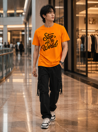 Zingleberry Premium Orange Confidence Graphic Cotton T-Shirts- Step into world