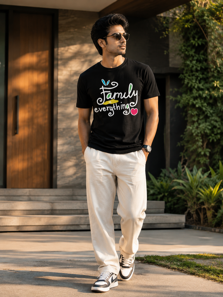 Zingleberry Premium Trendy Motivational T-Shirt – family Everything Design in Black Colors