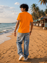 Zingleberry Premium Surf Vibes California Graphic Cotton T-Shirts – Saffron Orange