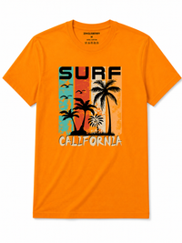 Zingleberry Premium Surf Vibes California Graphic Cotton T-Shirts – Saffron Orange