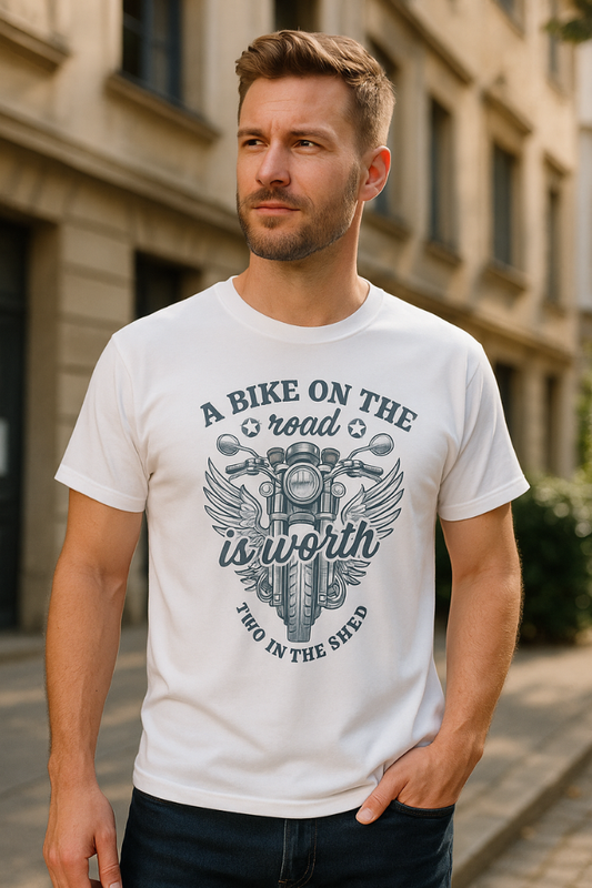 Biker Life Quote T-Shirt – Road Over Shed Motorcycle Graphic Shirt