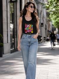 Zingleberry Lucky Girl Club Premium Women’s Cotton Tank Top