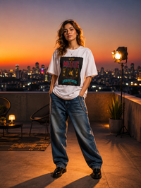 Zingleberry’s Unisex Oversized White T-Shirt – ‘Good Music Doesn’t Have an Expiration Date’ Guitar Graphic Tee