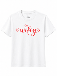 Zingleberry Premium Minimal Wife T-Shirts – Elegant Red Script Shirt for Couples