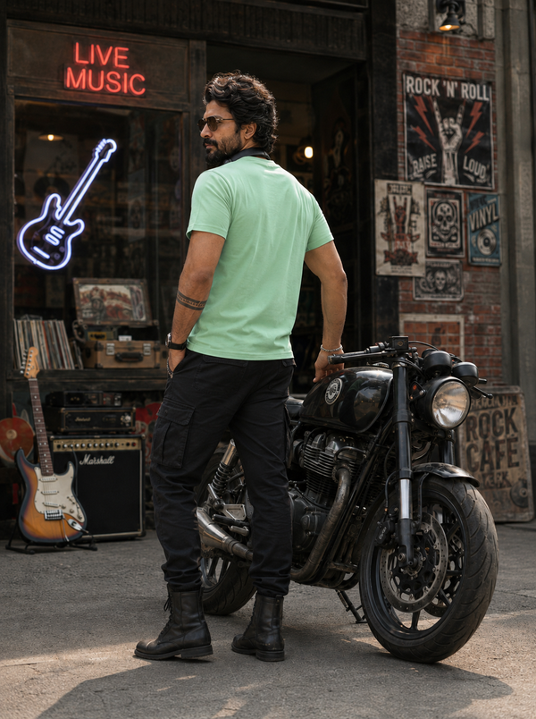 Zingleberry Ride Safe Biker Skull Graphic T-Shirt for Men | Premium Pure Cotton Norway Green Motorcycle Tee