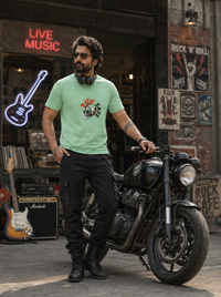 Zingleberry Ride Safe Biker Skull Graphic T-Shirt for Men | Premium Pure Cotton Norway Green Motorcycle Tee