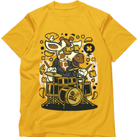 Zingle Berry Classic Crew Printed Mustard Yellow T-Shirt For Boys