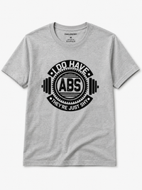 Zingleberry Men’s Workout T-Shirt – Humorous “Shy Abs” Quote – Athletic Fit Gym Tee