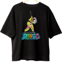 Zingleberry HypeStep Oversized  Black Tee – Neon Pop Dance Graphic for Men & Women