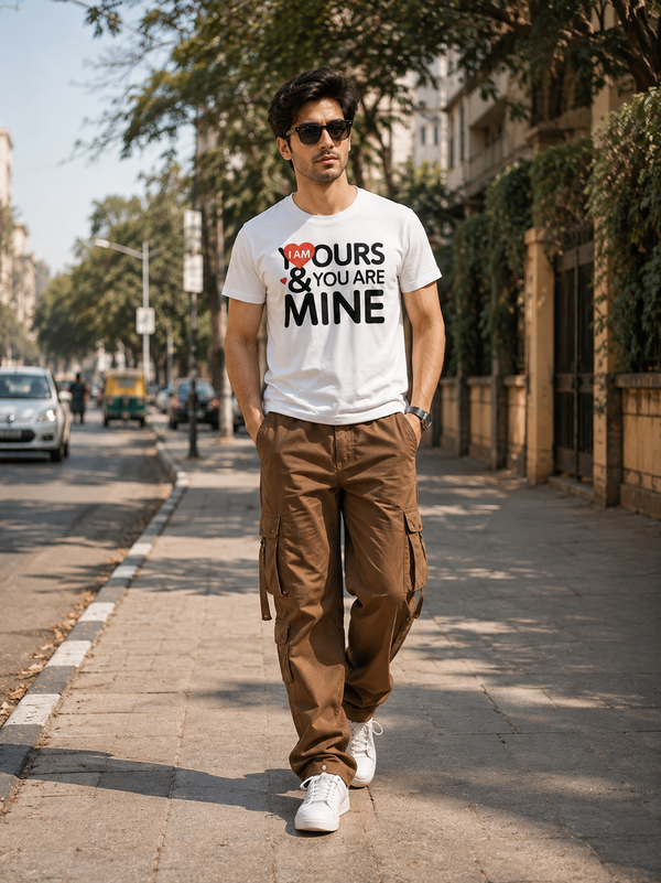 Zingleberry Premium Couples Love Quote T-Shirt – “I Am Yours & You Are Mine” White