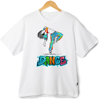 Zingleberry Oversized White Tee – Dance Graphic for Men & Women