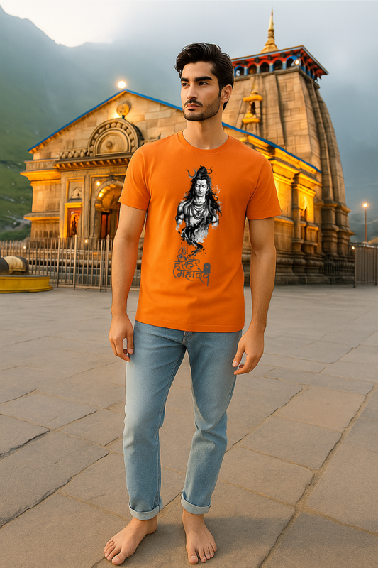 Zingleberry Spiritual Shiva Round Neck Unisex T-Shirt for Men & Women – Premium Cotton Devotional Wear