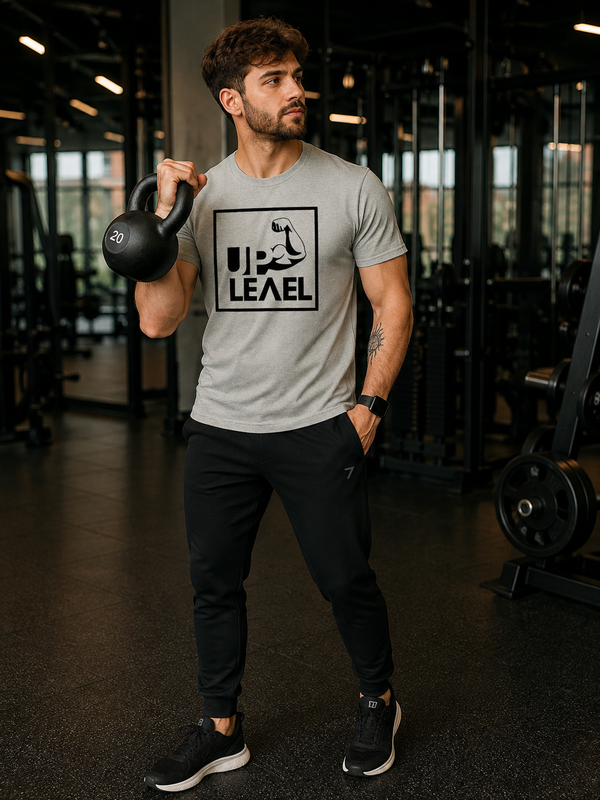 Zingleberry Premium Men’s Gym T-Shirt – “Up Level” Fitness Graphic Tee