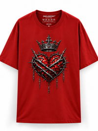 Zingleberry Crowned Heart Premium Unisex Oversized Gothic T-Shirt for Men and Women