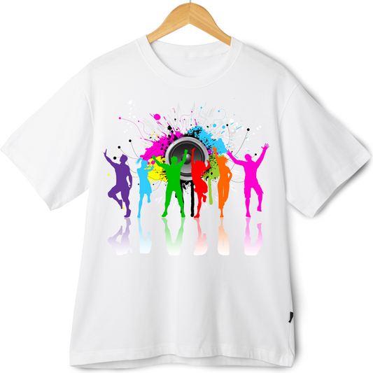 Zingleberry Dancing Oversized White Tee – Graphic Print for Men & Women