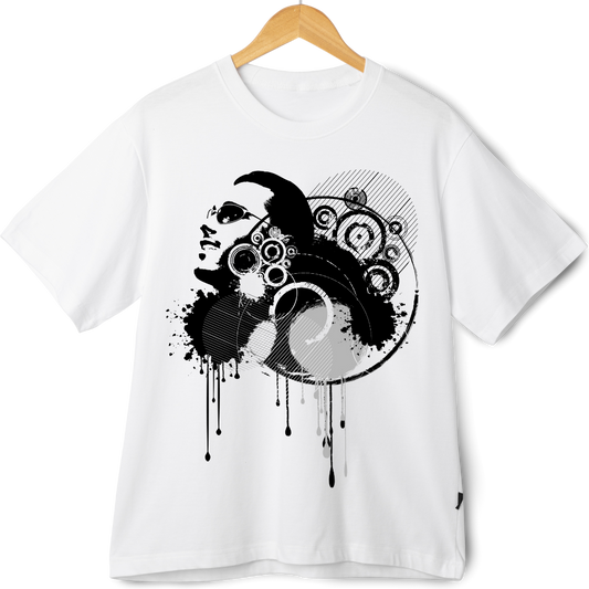 Zingleberry DJ Abstract Face Art T-Shirt – Oversized Comfort Meets Bold Street Style