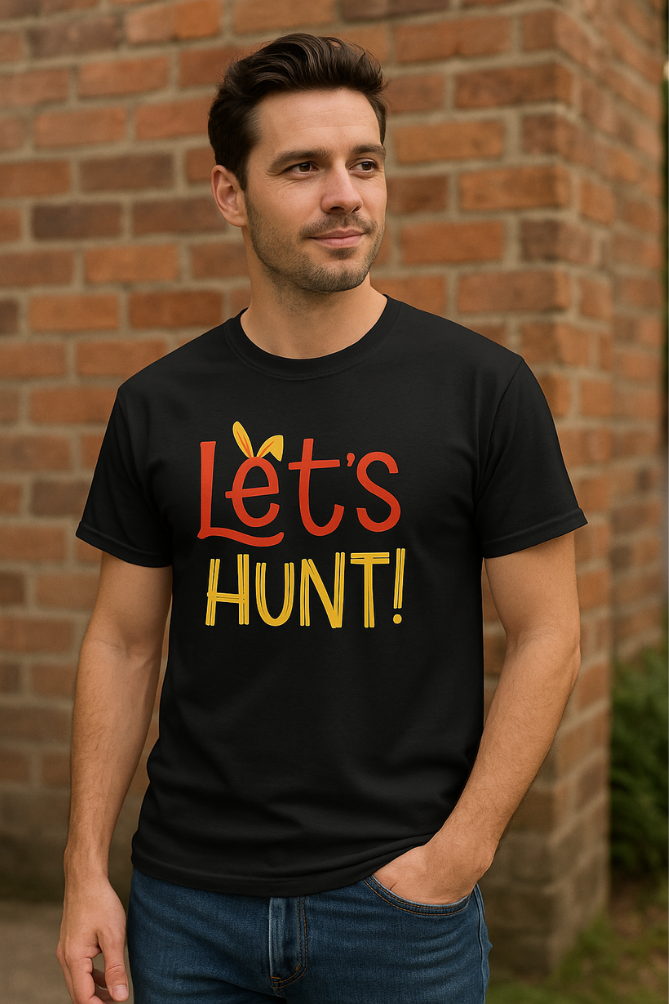 Easter Bunny T-Shirts – Let’s Hunt Graphic in Black