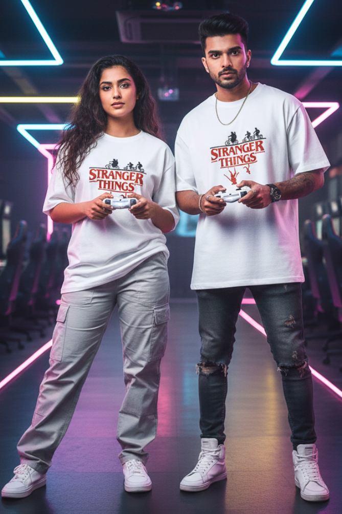 Zingleberry Unisex Oversized Sci-Fi Thriller Graphic T-Shirt – Stranger Edition