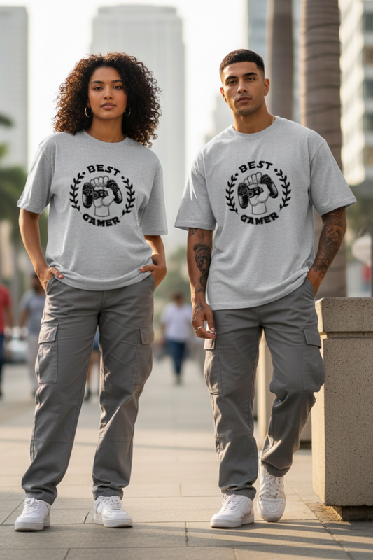 Zingleberry Unisex Oversized Best Gamer Graphic T-Shirt