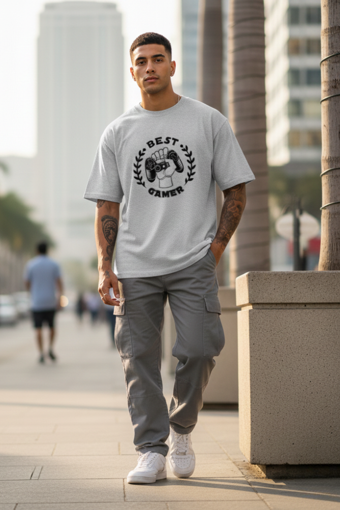 Zingleberry Unisex Oversized Best Gamer Graphic T-Shirt